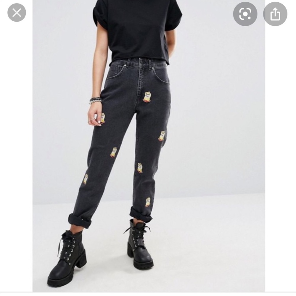 The Ragged Priest All Over Lucky Cat Patch Jeans